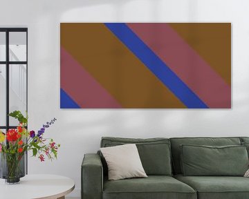 70s Retro funky geometrisch abstract patroon in oker, kobaltblauw, roze van Dina Dankers