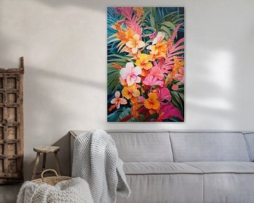 Tropische bloemen achtergrond van Art Bizarre