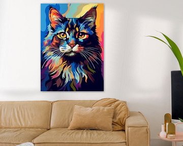 Cat Animal WPAP Pop Art Color Style by Qreative