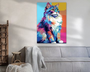 Cat Animal WPAP Pop Art Color Style by Qreative