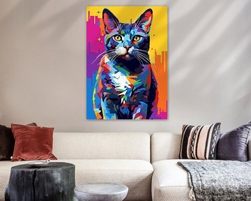 Cat Animal WPAP Pop Art Color Style by Qreative