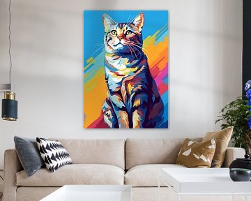 Chat Animal WPAP Pop Art Color Style sur Qreative