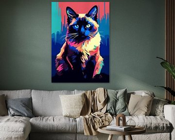 Chat Animal WPAP Pop Art Color Style sur Qreative