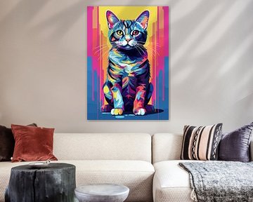 Katze Tier WPAP Pop Art Farbe Stil von Qreative