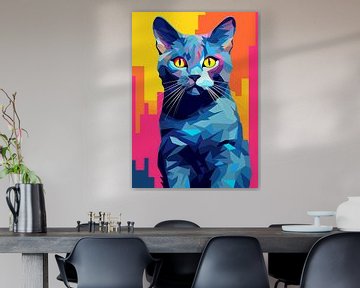 Katze Tier WPAP Pop Art Farbe Stil von Qreative