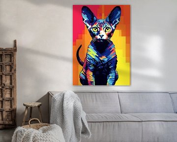 Chat Animal WPAP Pop Art Color Style sur Qreative