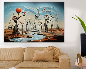 Landschap surrealistisch abstract en bizarre met buitenaards leven van Art Bizarre