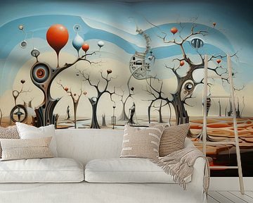 Landschap surrealistisch abstract en bizarre met buitenaards leven