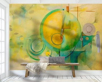 Abstract, green, geometric shapes - 4 by Joriali Abstract