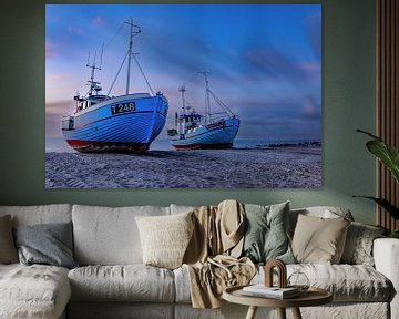 Bateaux de pêche sur la plage sur Dirk Rüter