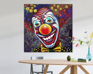 Lachende clown in de stijl van Vincent van Gogh (kunst) van Art by Jeronimo