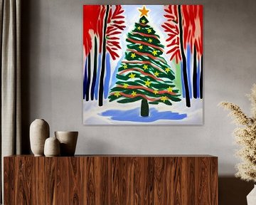 Un arbre de Noël dans la forêt rouge sur The Art Kroep