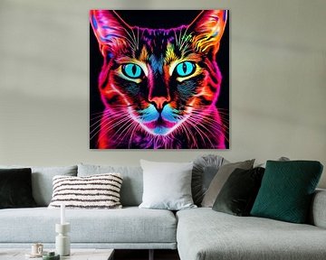 Neon/Black light Art of Cat 3 by Johanna's Art
