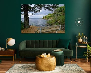 Eine Bank in der Belle Bay