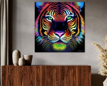 Art néon d'un tigre 2 sur Johanna's Art