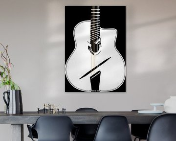 Minimalistische zwart-wit gitaar 4 van Andika Bahtiar