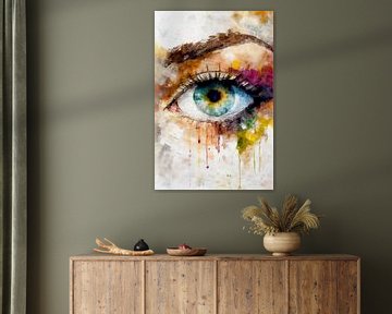 Vrouwelijk oog in waterverf