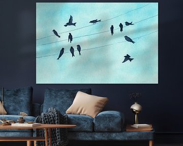 Gathering of swallows by Karen Kaspar