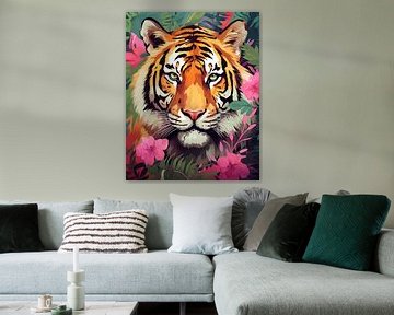 Tigre en fleurs sur Liv Jongman