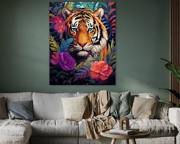 Tigre en fleurs sur Liv Jongman