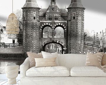 De Waterpoort van Sneek | Friesland | Zwart Wit | fotobehang