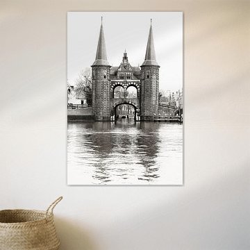 Der Waterpoort von Sneek | Friesland | Schwarz und Weiß | Fototapete