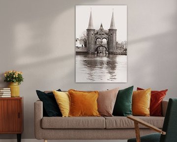 The Waterpoort of Sneek | Friesland | Sepia | photo wallpaper by Laura Dijkslag