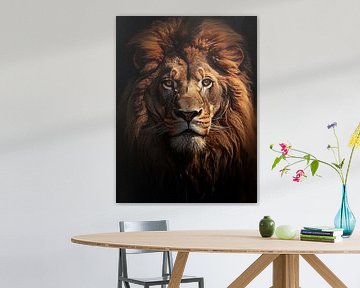 Leeuw in portret van fernlichtsicht