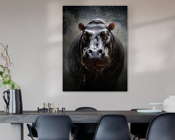 Nijlpaard portret van fernlichtsicht