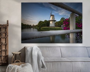 Schöner bewölkter Himmel und eine schöne Spiegelung der Mühle De Hoop in Middelburg von gaps photography