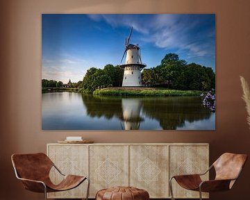 Prachtige wolkenlucht en een mooie reflectie van molen De Hoop in Middelburg van gaps photography