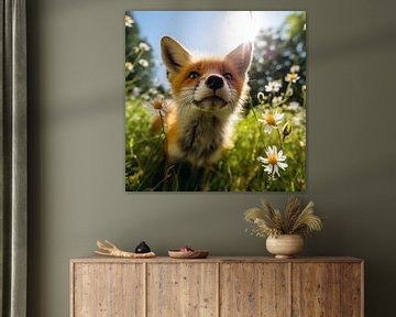 Fox in a flower meadow by YArt