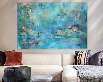 Waterlelies, schilderij, Monet van Joriali Abstract