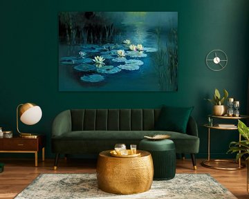 Waterlelies, schilderij, Monet van Joriali Abstract