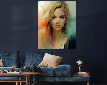 Porträt einer jungen blonden Frau in Pastellfarben von Studio Allee