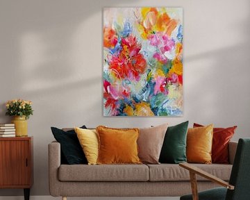 Sunny side up - sommerlich bunte Blumenmalerei von Qeimoy