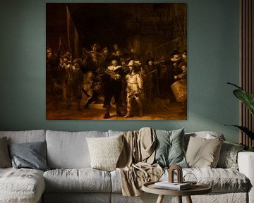 De Nachtwacht, Rembrandt van Rijn in het goud | Oude meesters van Kjubik