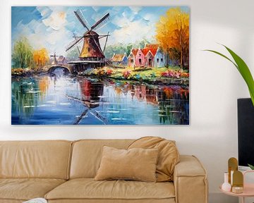 Windmolen bij de rivier van ARTemberaubend