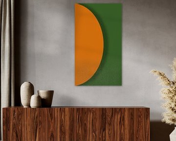Oranje halve ronde op een groene achtergrond van Michar Peppenster