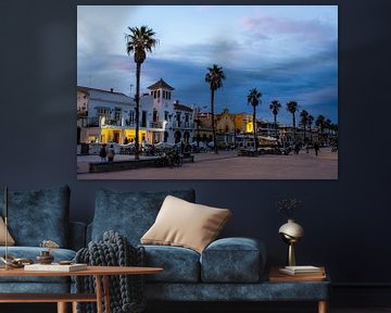 Landscape blue hour and palm trees on the beach promenade by Dieter Walther