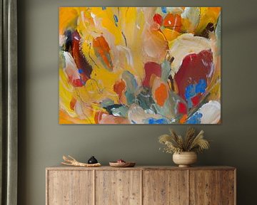 Autumn ochre - abstract painting in warm colours