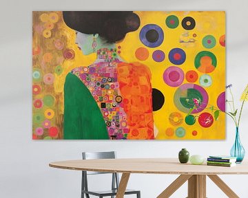 Portrait coloré dans le style de Gustav Klimt et Hilma af Klint sur Carla Van Iersel