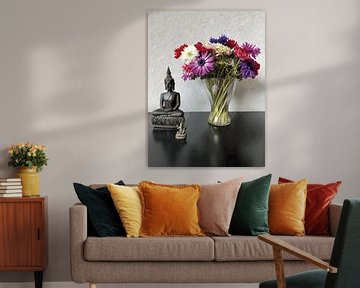 116. Still life with Buddha, Ganesha and anemones by Domstad Rudie