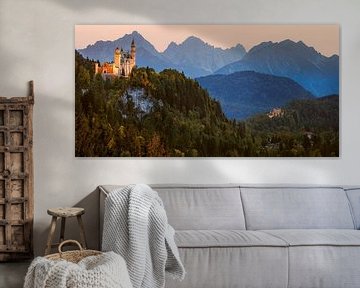 Panorama d'automne au château de Neuschwanstein sur Henk Meijer Photography