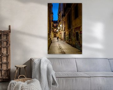 Night shot of the old town in Valencia Spain by Dieter Walther