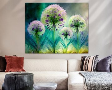 A border with Alliums 1 by Pieternel Fotografie en Digitale kunst