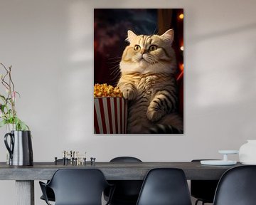 Funny Popcorn Cat Poster by Steven Kingsbury