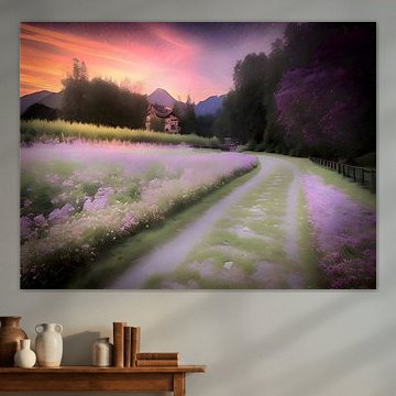 Setting sun in the mountains