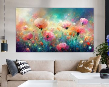 Aquarell von Mohnblumen im Gras 2 von Studio Pieternel