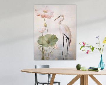 Great White Heron in soft tones by Caroline Guerain